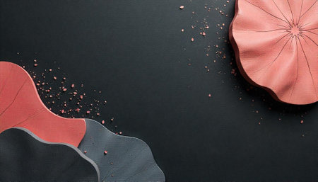 Artistic composition featuring abstract shapes on a dark background