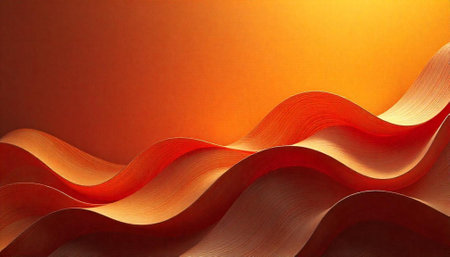 Abstract flowing waves pattern in orange gradient colorscape