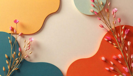 Abstract floral arrangement with colorful shapes, modern style background