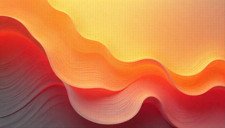 Abstract orange and red wave pattern with textured background