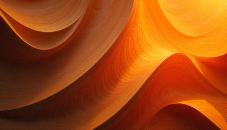 Abstract wooden waves background in orange and brown tones