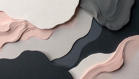 Abstract layered textured shapes in muted pastel and gray