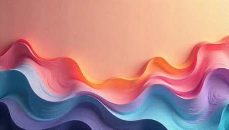 Abstract pastel waves flowing gently across textured background surface