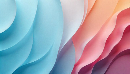 Abstract pastel waves background with blue, pink and orange hues