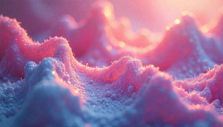 Abstract Landscape of pink and blue with sparkling accents