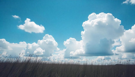 Clouds over prairie landscape on summer afternoon serene