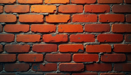 Detailed brick wall texture with strong colors and light