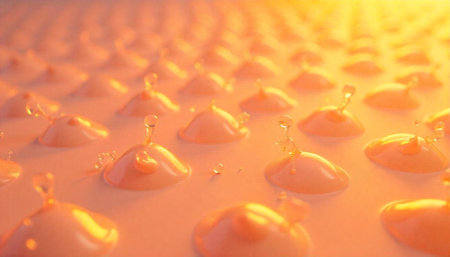 Peach honey liquid drops and splatters stock image
