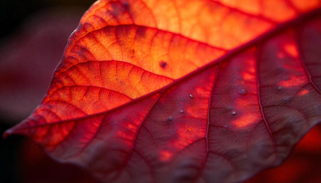 Autumn leaf close-up with vibrant colors and textures