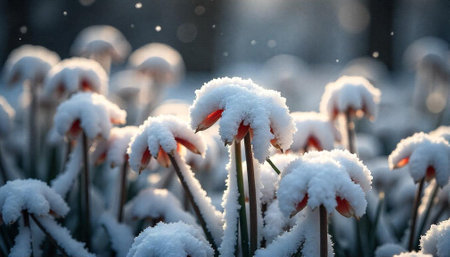 Snow Covered Tulips: A Winter's Tale in Soft Light