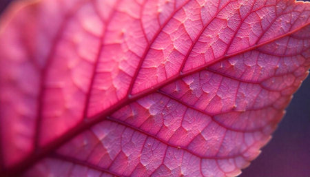 Detailed macro of pink leaf veins and texture design