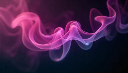 Abstract flowing purple smoke effect on a dark backgroundの写真素材