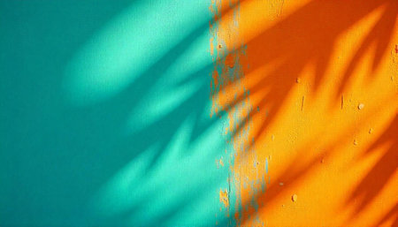 Abstract vibrant background with shadows on textured wall surfaceの写真素材