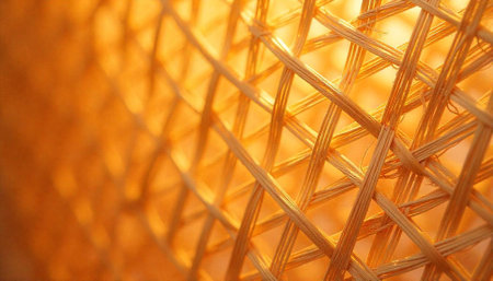 Abstract woven texture of rustic rattan in warm tones