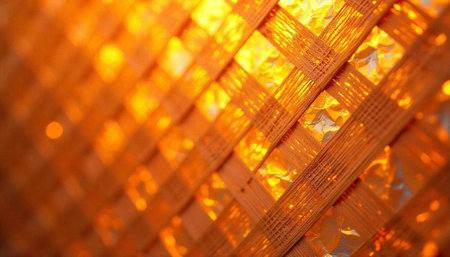 Warm orange woven texture with golden light shining through