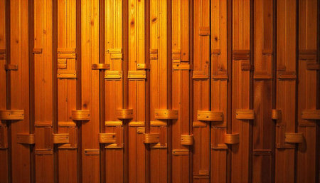 Warm golden wood wall with horizontal pattern detail background