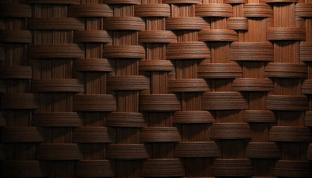 Dark brown woven texture background with pattern and highlights