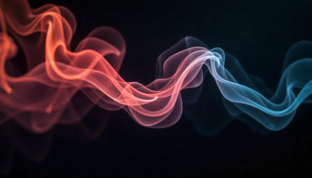 Abstract flowing smoke design element with vibrant colorsの写真素材