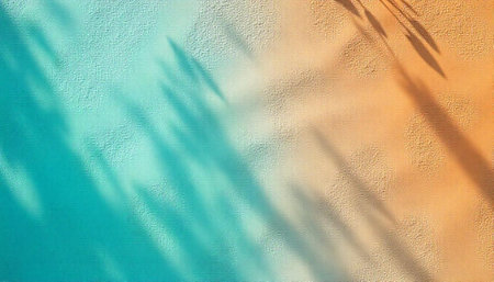 Abstract dual-tone wall with leaf shadows creating a gradient