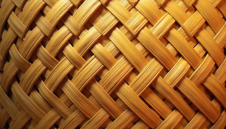 Close up of woven basket texture with warm earthy tones