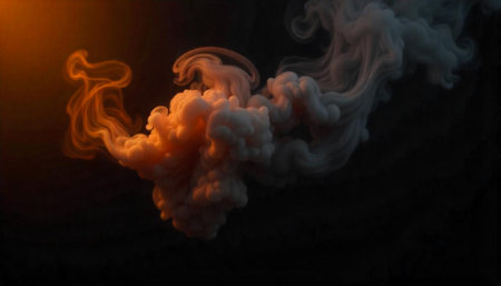 Abstract smoke formation against dark background in contrasting colorsの写真素材