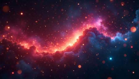 Abstract glowing nebula with cosmic dust and cloudscape effectの写真素材