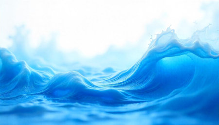 Abstract blue water wave background with dynamic splash effectの写真素材