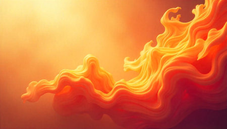 Abstract orange fluid wave effect flowing in dynamic formの写真素材