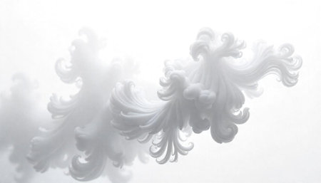 Abstract flowing shapes in white tones, ethereal and calming