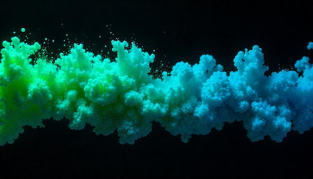 Gradient cloud of small spheres on a black backgroundの写真素材