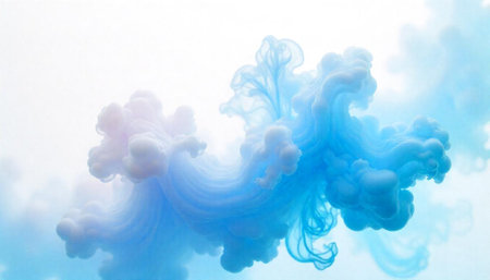 Abstract cloud of light blue paint in water swirlの写真素材