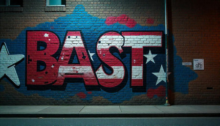Graffiti art of America on a weathered brick wall