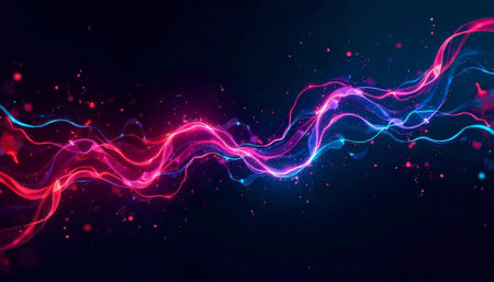 Abstract glowing wave with pink and blue light