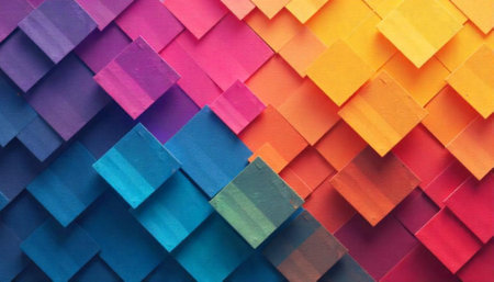 Abstract color squares creating a visually appealing gradient backgroundの写真素材