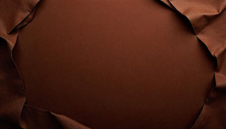Brown textured paper background with torn edges framing centerの写真素材