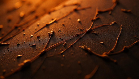 Abstract macro photo of brown texture with branch-like streaksの写真素材