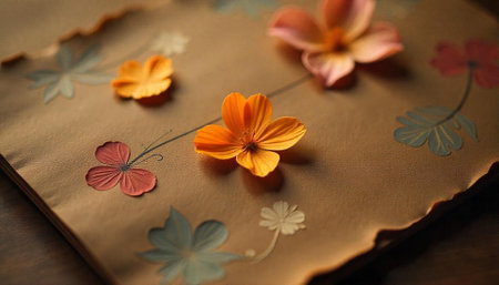 Floral arrangement on textured background creates soft natural aestheticの写真素材