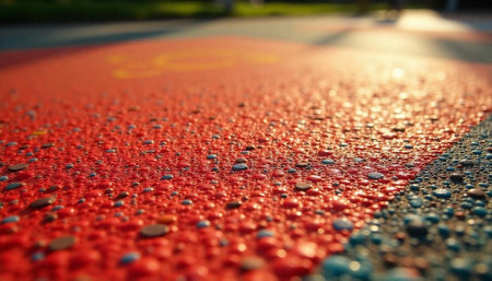Close up of colorful speckled outdoor flooring surfaceの写真素材