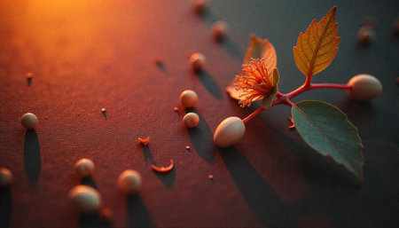 Artistic image featuring delicate plant with fruit seedsの写真素材