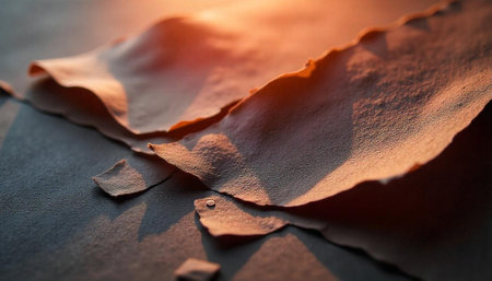 Textured paper with sunlight creating contrast and shadowsの写真素材