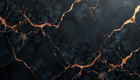 Abstract dark marble texture with golden veins backgroundの写真素材