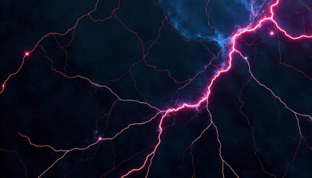 Electric Discharge: Branching pathways of light through the darknessの写真素材