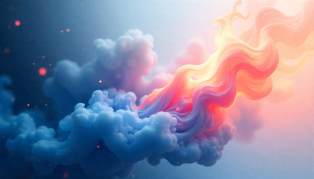 Abstract pastel clouds with luminous glow and artistic swirlsの写真素材