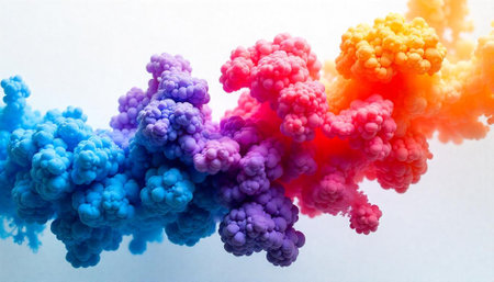 Colorful cloud of abstract ink swirling in clear waterの写真素材