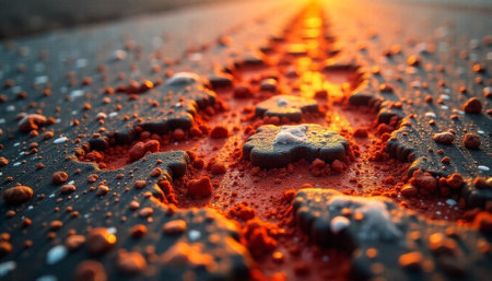 Abstract close up of a trail in warm lightの写真素材