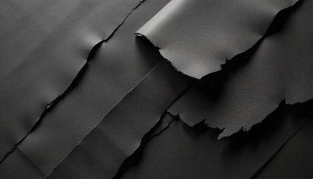 Abstract black paper sheets background with torn edges texture