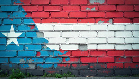 Painted brick wall displaying Somaliland flag with grunge texture