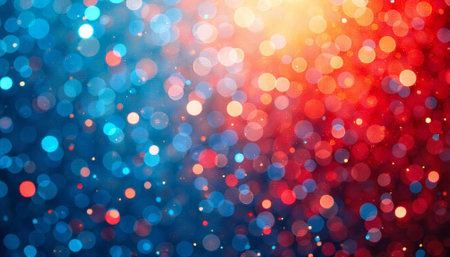 Festive bokeh lights pattern with vibrant red and blue