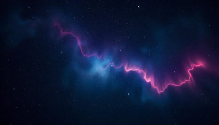 Galactic lightning storm with starfield on a dark background