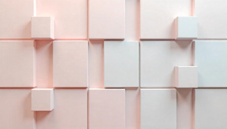 Abstract geometric background with protruding squares in pastel shades